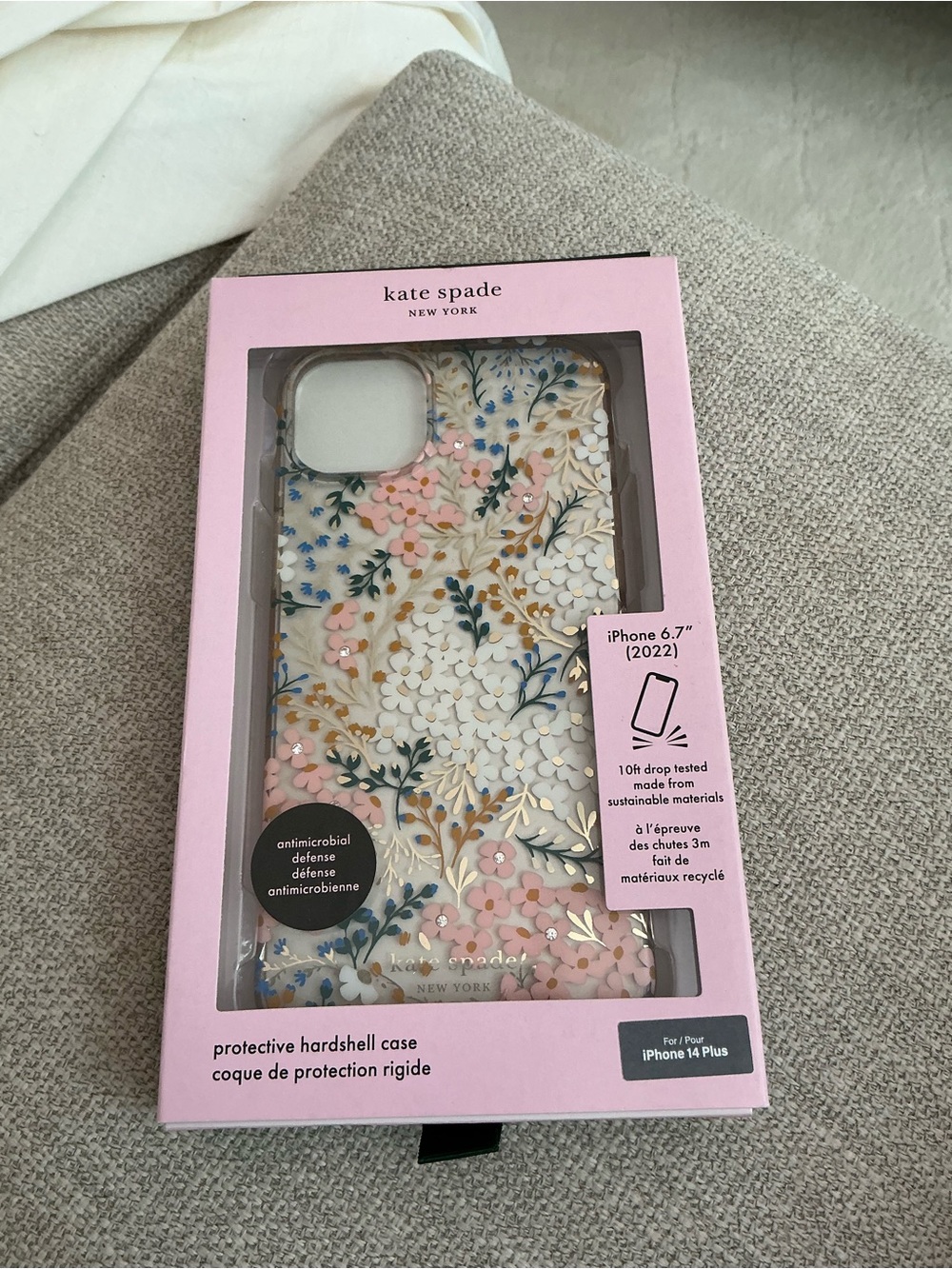 kate spade Floral Hardshell iPhone Case in Pink, White, Gold. EUC